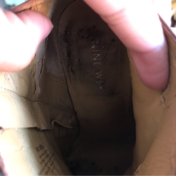 NINE WEST cognac brown booties small heels leather - Picture 6 of 8